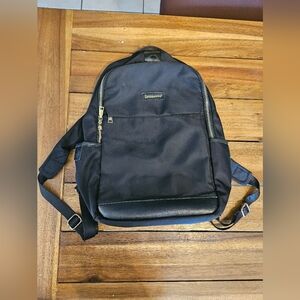 Sowaovut Black Laptop Backpack w/ USB Charging Port WaterResistant Unisex Travel